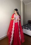 FANCY GEORGETTE EMBROIDERY SEQUENCE DIAMOND WORK BLOUSE SKIRT WITH KOTI PARTY WEAR WHOLESALE PRICE ETHNIC GARMENT (5)