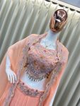 FANCY GEORGETTE EMBROIDERY SEQUENCE DIAMOND WORK BLOUSE SKIRT WITH KOTI PARTY WEAR WHOLESALE PRICE ETHNIC GARMENT (4)
