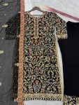 FANCY GEORGETTE EMBROIDERY SEQUENCE MOTI WORK TOP BOTTOM WITH DUPATTA PARTY WEAR WHOLESALE PRICE ETHNIC GARMENT (4)