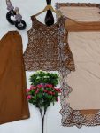 FANCY GEORGETTE EMBROIDERY SEQUENCE PEARL HAND WORK TOP PALAZZO WITH DUPATTA PARTY WEAR WHOLESALE PRICE ETHNIC GARMENT (6)