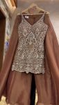FANCY GEORGETTE EMBROIDERY SEQUENCE PEARL HAND WORK TOP PALAZZO WITH DUPATTA PARTY WEAR WHOLESALE PRICE ETHNIC GARMENT (6)