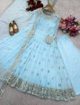 FANCY GEORGETTE EMBROIDERY SEQUENCE WORK GOWN BOTTOM WITH DUPATTA PARTY WEAR WHOLESALE PRICE ETHNIC GARMENT (4)