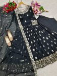 FANCY GEORGETTE EMBROIDERY SEQUENCE WORK GOWN BOTTOM WITH DUPATTA PARTY WEAR WHOLESALE PRICE ETHNIC GARMENT (4)