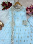 FANCY GEORGETTE EMBROIDERY SEQUENCE WORK GOWN BOTTOM WITH DUPATTA PARTY WEAR WHOLESALE PRICE ETHNIC GARMENT (4)