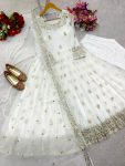 FANCY GEORGETTE EMBROIDERY SEQUENCE WORK GOWN BOTTOM WITH DUPATTA PARTY WEAR WHOLESALE PRICE ETHNIC GARMENT (3)