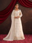 FANCY GEORGETTE EMBROIDERY SEQUENCE WORK GOWN BOTTOM WITH DUPATTA WHITE