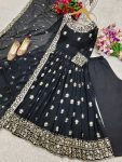 FANCY GEORGETTE EMBROIDERY SEQUENCE WORK GOWN BOTTOM WITH DUPATTA PARTY WEAR WHOLESALE PRICE ETHNIC GARMENT (4)