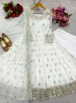 FANCY GEORGETTE EMBROIDERY SEQUENCE WORK GOWN BOTTOM WITH DUPATTA PARTY WEAR WHOLESALE PRICE ETHNIC GARMENT (3)