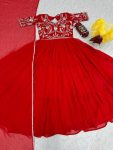 FANCY GEORGETTE EMBROIDERY SEQUENCE WORK GOWN WITH DUPATTA FESTIVE WEAR WHOLESALE PRICE ETHNIC GARMENT (3)