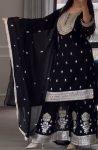 FANCY GEORGETTE EMBROIDERY SEQUENCE WORK TOP PALAZZO WITH DUPATTA BLACK