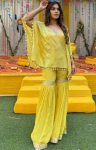FANCY GEORGETTE EMBROIDERY SEQUENCE WORK WITH KODI LACE WORK KAFTAN TOP BLOUSE WITH SHARARA PARTY WEAR WHOLESALE PRICE ETHNIC GARMENT (4)