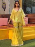 FANCY GEORGETTE EMBROIDERY SEQUENCE WORK WITH KODI LACE WORK KAFTAN TOP BLOUSE WITH SHARARA PARTY WEAR WHOLESALE PRICE ETHNIC GARMENT (4)