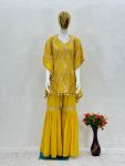 FANCY GEORGETTE EMBROIDERY SEQUENCE WORK WITH KODI LACE WORK KAFTAN TOP BLOUSE WITH SHARARA PARTY WEAR WHOLESALE PRICE ETHNIC GARMENT (4)