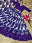 FANCY GEORGETTE EMBROIDERY THREAD SEQUENCE WORK LEHENGA CHOLI WITH DUPATTA PARTY WEAR WHOLESALE PRICE ETHNIC GARMENT (3)
