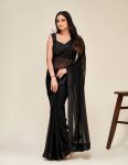FANCY GEORGETTE SEQUENCE BORDER WORK SAREE WITH UNSTITCHED BLOUSE PARTY WEAR WHOLESALE PRICE ETHNIC GARMENT (1)