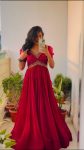 FANCY GEORGETTE SEQUENCE EMBROIDERY WORK ALIA CUT GOWN PARTY WEAR WHOLESALE PRICE ETHNIC GARMENT (1)