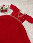 FANCY GEORGETTE SEQUENCE EMBROIDERY WORK ALIA CUT GOWN PARTY WEAR WHOLESALE PRICE ETHNIC GARMENT (1)