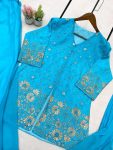 FANCY GEORGETTE SEQUENCE EMBROIDERY WORK TOP PALAZZO WITH DUPATTA PARTY WEAR WHOLESALE PRICE ETHNIC GARMENT (6)