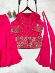 FANCY GEORGETTE SEQUENCE EMBROIDERY WORK TOP PALAZZO WITH DUPATTA PARTY WEAR WHOLESALE PRICE ETHNIC GARMENT (7)