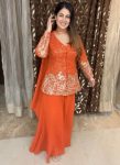 FANCY GEORGETTE SEQUENCE EMBROIDERY WORK TOP PALAZZO WITH DUPATTA PARTY WEAR WHOLESALE PRICE ETHNIC GARMENT (10)