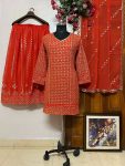 FANCY GEORGETTE SEQUENCE EMBROIDERY WORK TOP PALAZZO WITH DUPATTA PARTY WEAR WHOLESALE PRICE ETHNIC GARMENT (5)