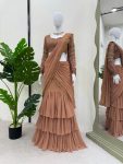 FANCY GEORGETTE THREAD AND SEQUENCE WITH LACE BORDER WORK LEHENGA SAREE WITH UNSTITCHED BLOUSE PARTY WEAR WHOLESALE PRICE ETHNIC GARMENT (4)