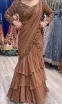 FANCY GEORGETTE THREAD AND SEQUENCE WITH LACE BORDER WORK LEHENGA SAREE WITH UNSTITCHED BLOUSE PARTY WEAR WHOLESALE PRICE ETHNIC GARMENT (4)