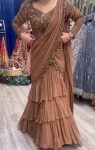 FANCY GEORGETTE THREAD AND SEQUENCE WITH LACE BORDER WORK LEHENGA SAREE WITH UNSTITCHED BLOUSE PARTY WEAR WHOLESALE PRICE ETHNIC GARMENT (4)