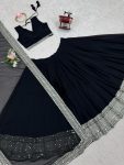 FANCY GEORGETTE THREAD SEQUENCE WORK LEHENGA CHOLI WITH DUPATTA PARTY WEAR WHOLESALE PRICE ETHNIC GARMENT (5)