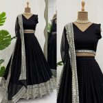 FANCY GEORGETTE THREAD SEQUENCE WORK LEHENGA CHOLI WITH DUPATTA PARTY WEAR WHOLESALE PRICE ETHNIC GARMENT (5)