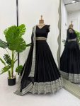 FANCY GEORGETTE THREAD SEQUENCE WORK LEHENGA CHOLI WITH DUPATTA PARTY WEAR WHOLESALE PRICE ETHNIC GARMENT (5)