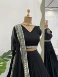 FANCY GEORGETTE THREAD SEQUENCE WORK LEHENGA CHOLI WITH DUPATTA PARTY WEAR WHOLESALE PRICE ETHNIC GARMENT (5)
