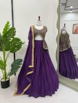 FANCY GEORGETTE THREAD WITH SEQUENCE WORK TOP LEHENGA WITH DUPATTA PARTY WEAR WHOLESALE PRICE ETHNIC GARMENT (3)