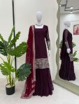 FANCY GEORGETTE THREAD WITH SEQUENCE WORK TOP SHARARA WITH DUPATTA FESTIVE WEAR WHOLESALE PRICE ETHNIC GARMENT (3)