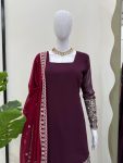 FANCY GEORGETTE THREAD WITH SEQUENCE WORK TOP SHARARA WITH DUPATTA FESTIVE WEAR WHOLESALE PRICE ETHNIC GARMENT (3)