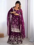 FANCY GEORGETTE THREAD WITH SEQUENCE WORK TOP SHARARA WITH DUPATTA WINE