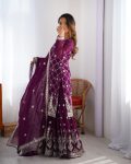 FANCY GEORGETTE THREAD WITH SEQUENCE WORK TOP SHARARA WITH DUPATTA FESTIVE WEAR WHOLESALE PRICE ETHNIC GARMENT (3)