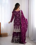 FANCY GEORGETTE THREAD WITH SEQUENCE WORK TOP SHARARA WITH DUPATTA FESTIVE WEAR WHOLESALE PRICE ETHNIC GARMENT (3)