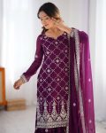 FANCY GEORGETTE THREAD WITH SEQUENCE WORK TOP SHARARA WITH DUPATTA FESTIVE WEAR WHOLESALE PRICE ETHNIC GARMENT (3)