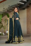 FANCY GEORGETTE ZARI THREAD AND SEQUENCE EMBROIDERY WORK GOWN WITH DUPATTA PARTY WEAR WHOLESALE PRICE ETHNIC GARMENT (7)