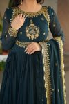 FANCY GEORGETTE ZARI THREAD AND SEQUENCE EMBROIDERY WORK GOWN WITH DUPATTA PARTY WEAR WHOLESALE PRICE ETHNIC GARMENT (7)