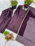 FANCY JAPAN SATIN PLIAN TOP SALWAR WITH DUPATTA FESTIVE WEAR WHOLESALE PRICE ETHNIC GARMENT (3)