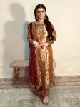 FANCY JIMMY CHOO EMBROIDERY SEQUENCE WITH MOTI WORK TOP BOTTOM WITH DUPATTA CHIKU