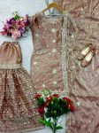 FANCY JIMMY CHOO EMBROIDERY SEQUENCE WORK TOP SHARARA WITH DUPATTA PARTY WEAR WHOLESALE PRICE ETHNIC GARMENT (3)