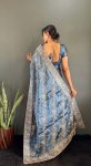 FANCY JIMMY CHOO GOLD FLOWER WITH SILVER STONE WORK SAREE WITH UNSTITCHED BLOUSE PARTY WEAR WHOLESALE PRICE ETHNIC GARMENT (13)