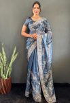 FANCY JIMMY CHOO GOLD FLOWER WITH SILVER STONE WORK SAREE WITH UNSTITCHED BLOUSE PARTY WEAR WHOLESALE PRICE ETHNIC GARMENT (13)