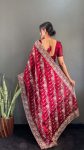 FANCY JIMMY CHOO GOLD FLOWER WITH SILVER STONE WORK SAREE WITH UNSTITCHED BLOUSE PARTY WEAR WHOLESALE PRICE ETHNIC GARMENT (14)