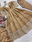 FANCY JIMMY CHOO SEQUENCE AND EMBROIDERY WORK ANARKALI GOWN BOTTOM WITH DUPATTA FESTIVE WEAR WHOLESALE PRICE ETHNIC GARMENT (3)