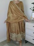 FANCY JIMMY CHOO SEQUENCE AND EMBROIDERY WORK ANARKALI GOWN BOTTOM WITH DUPATTA CHIKU