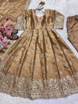 FANCY JIMMY CHOO SEQUENCE AND EMBROIDERY WORK ANARKALI GOWN BOTTOM WITH DUPATTA FESTIVE WEAR WHOLESALE PRICE ETHNIC GARMENT (3)